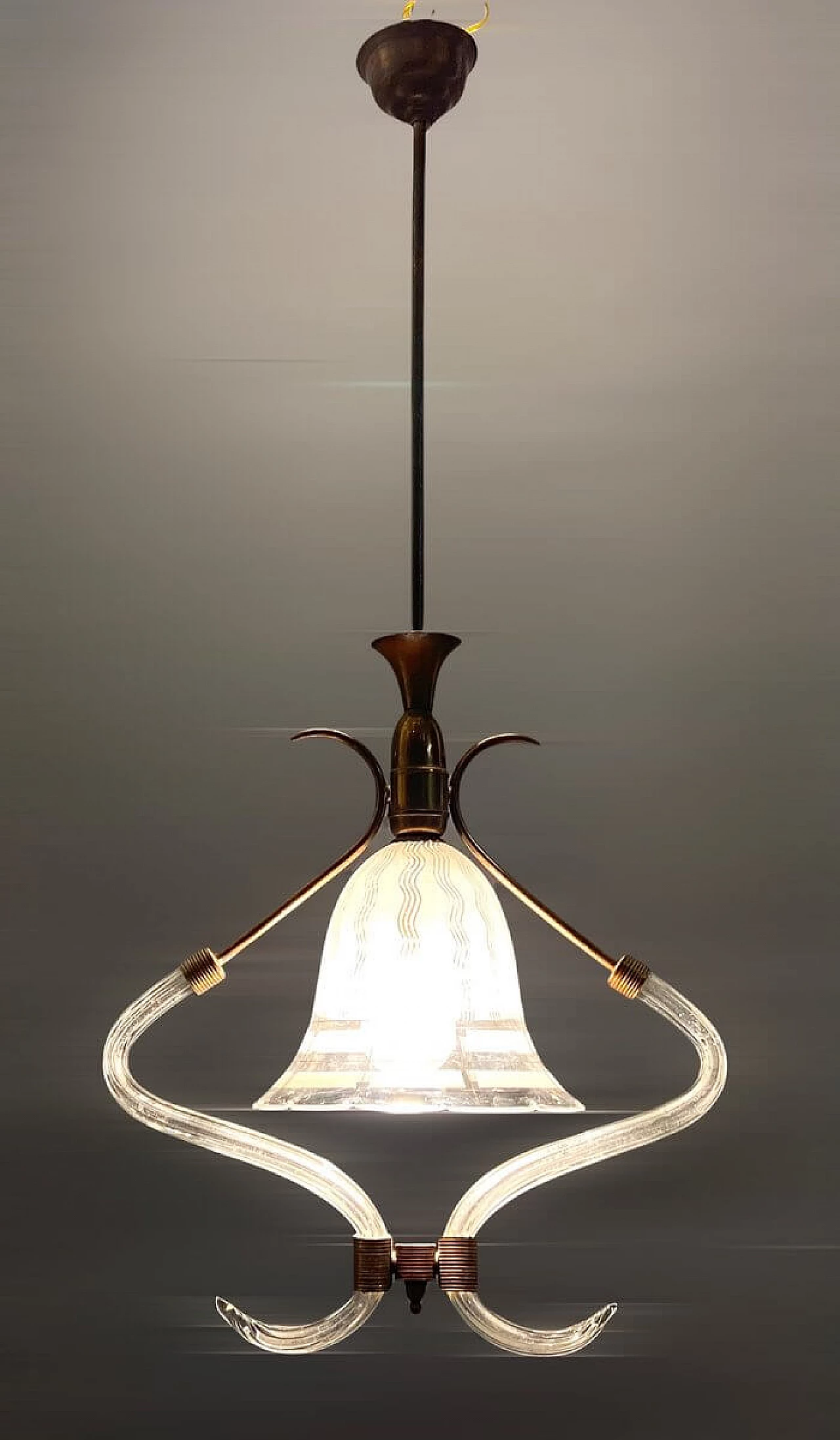 Art Deco Murano glass pendant lamp, 1940s 1347260