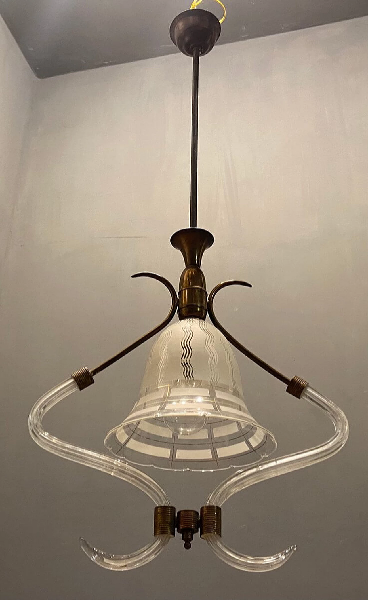 Art Deco Murano glass pendant lamp, 1940s 1347261