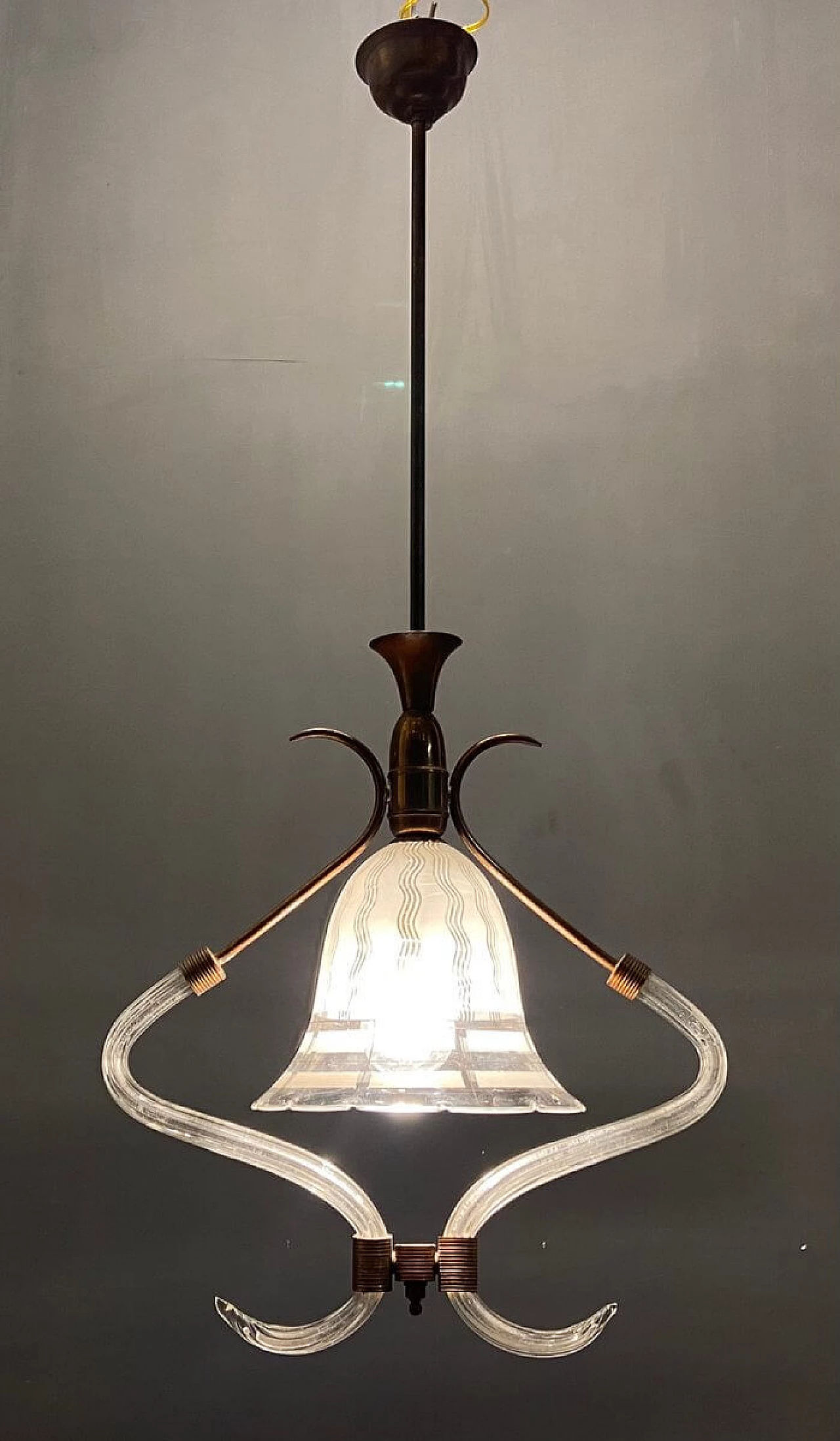 Art Deco Murano glass pendant lamp, 1940s 1347264