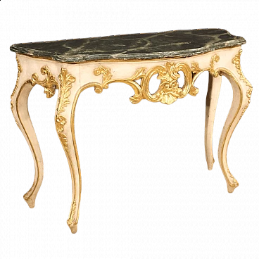 Lacquered and gilded wooden console table