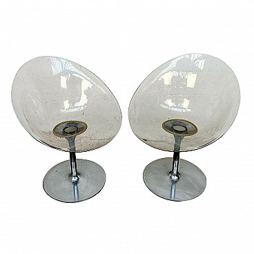 Pair of swivel chairs Eros in aluminium and polycarbonate by Philippe Starck for Kartell, 90s