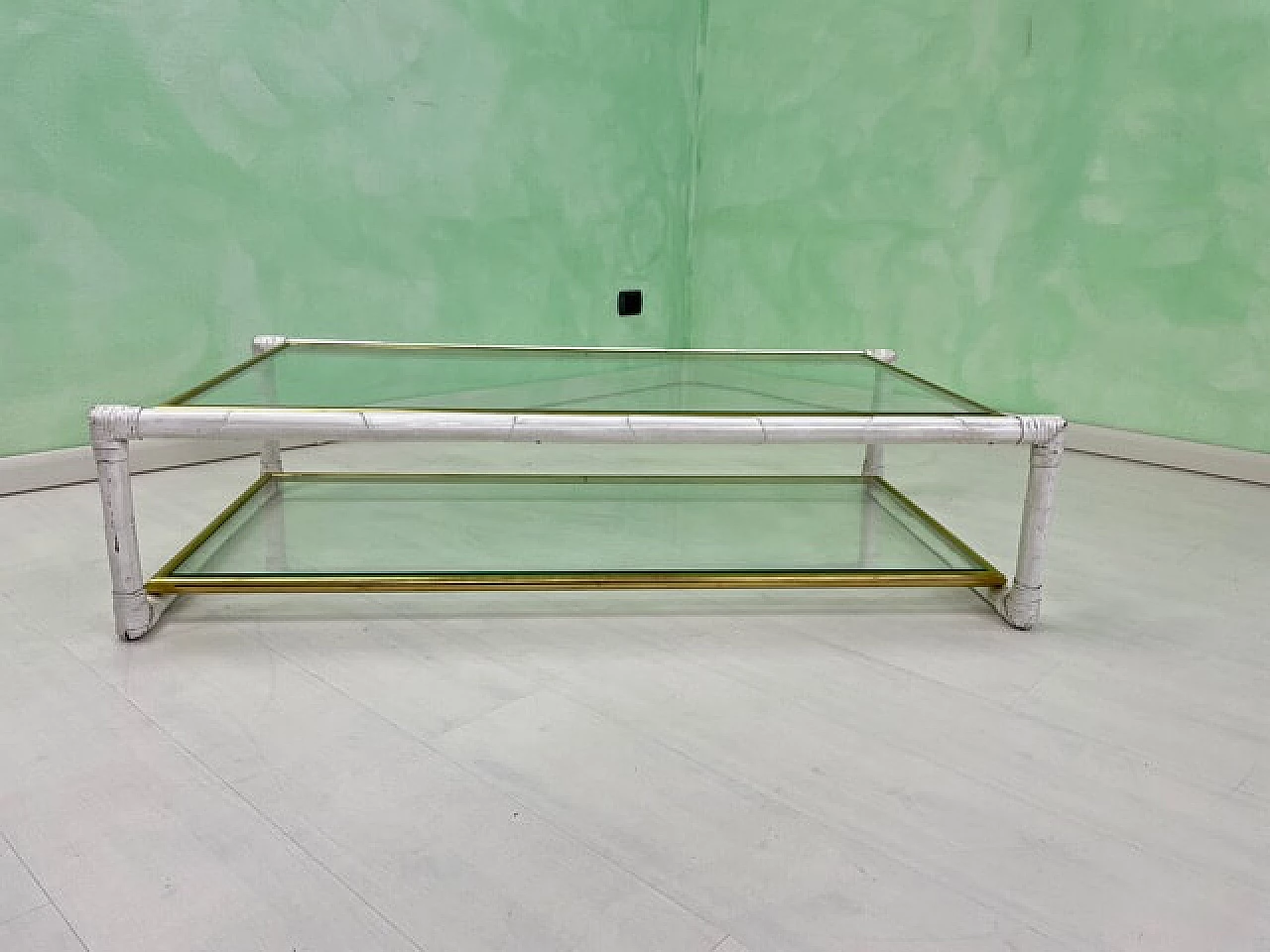 Bamboo and brass coffee table, 1970s 1348161