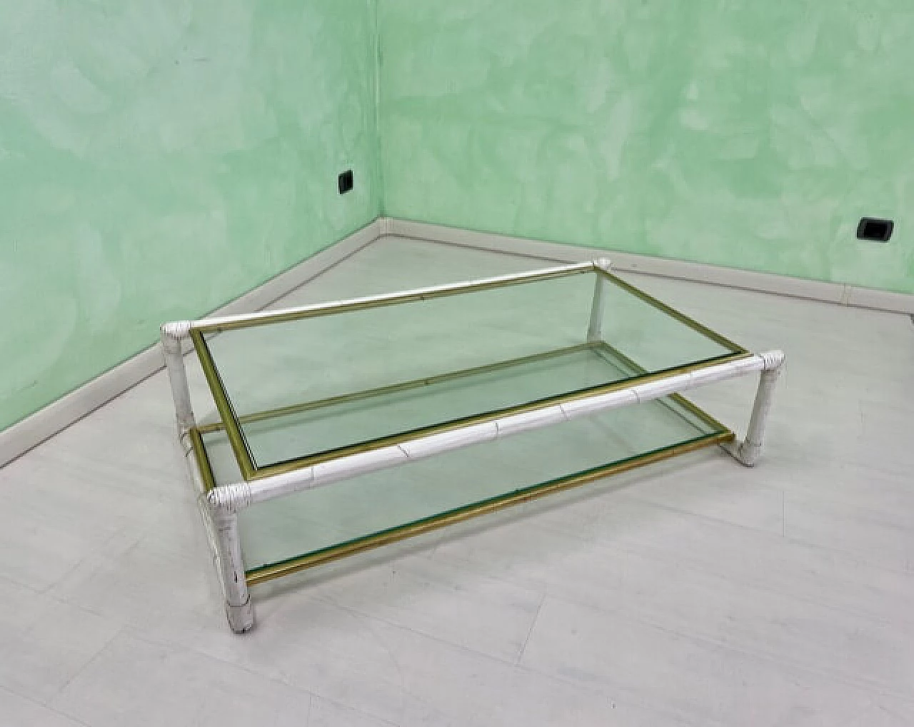 Bamboo and brass coffee table, 1970s 1348163
