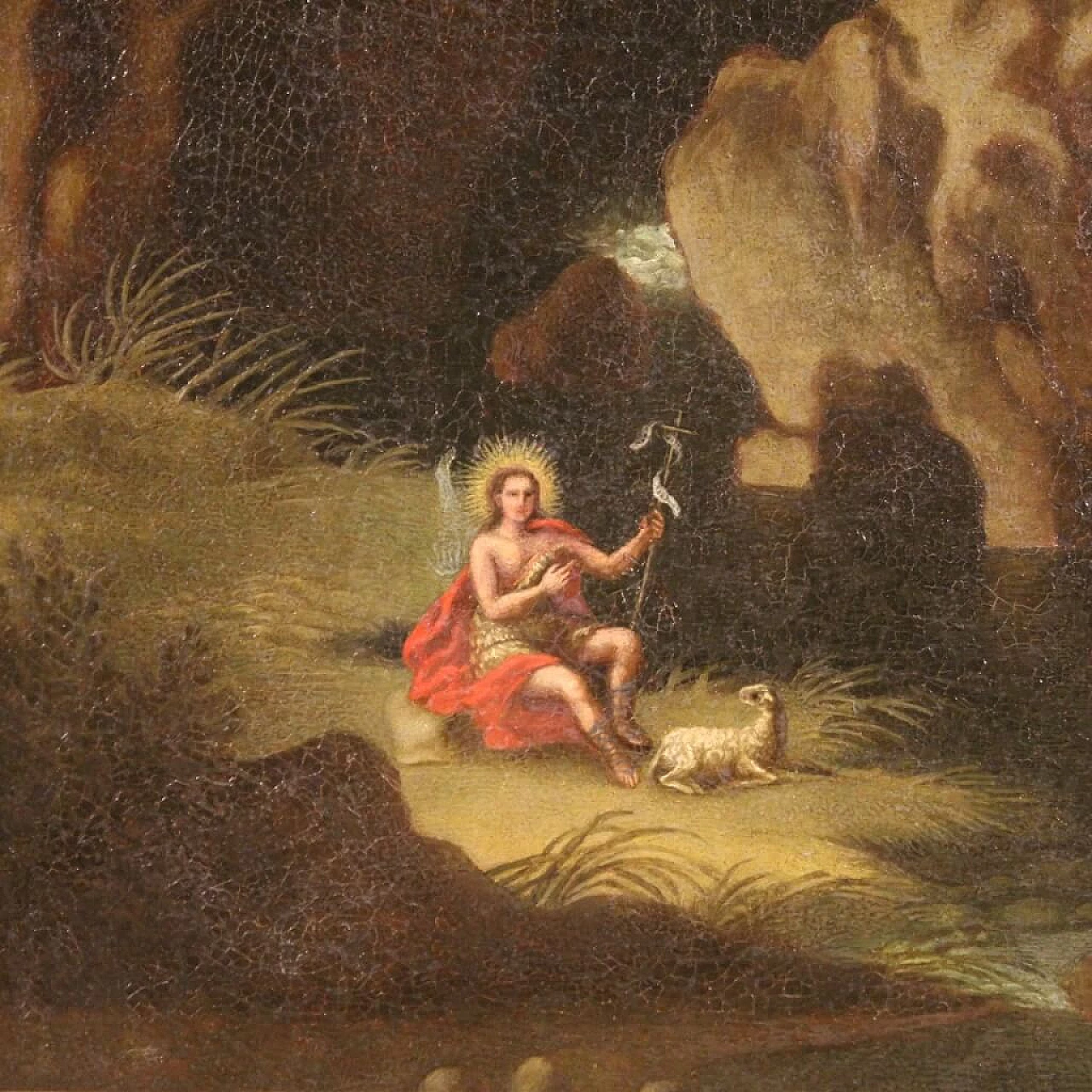 Woodland landscape with Saint John the Baptist, oil painting on canvas, first half of the 18th century 1348215