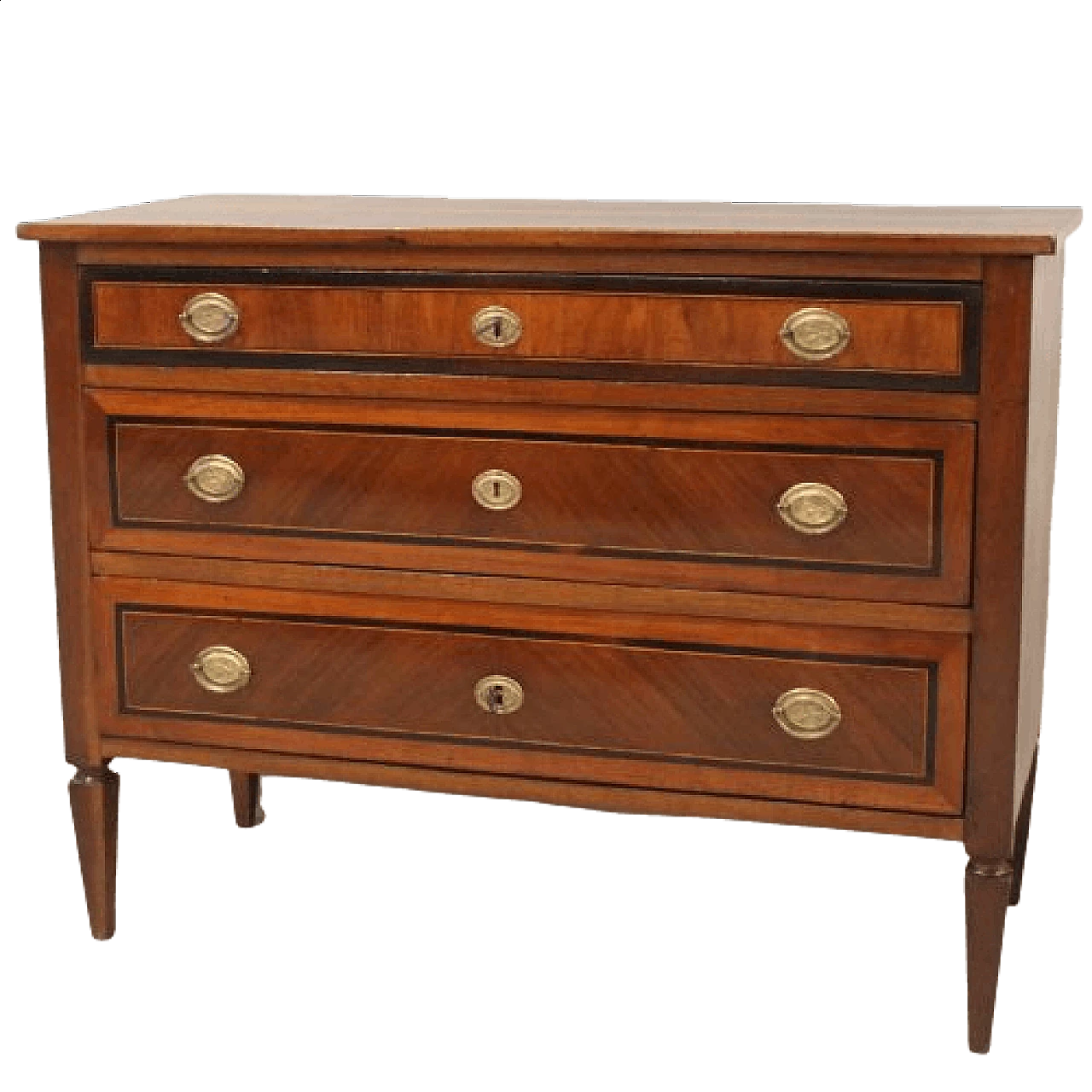 Cassettone bolognese Luigi XVI in noce intarsiato, '700 1348272