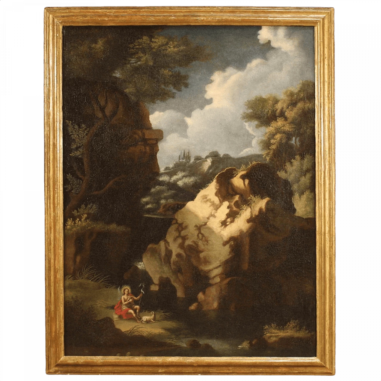 Woodland landscape with Saint John the Baptist, oil painting on canvas, first half of the 18th century 1348951