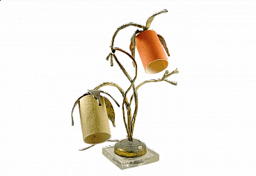 Lampada scultura in ferro battuto, anni '50