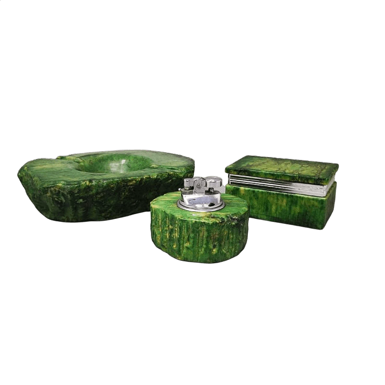 Green alabaster smoking set by Romano Bianchi, 1960s 1348988