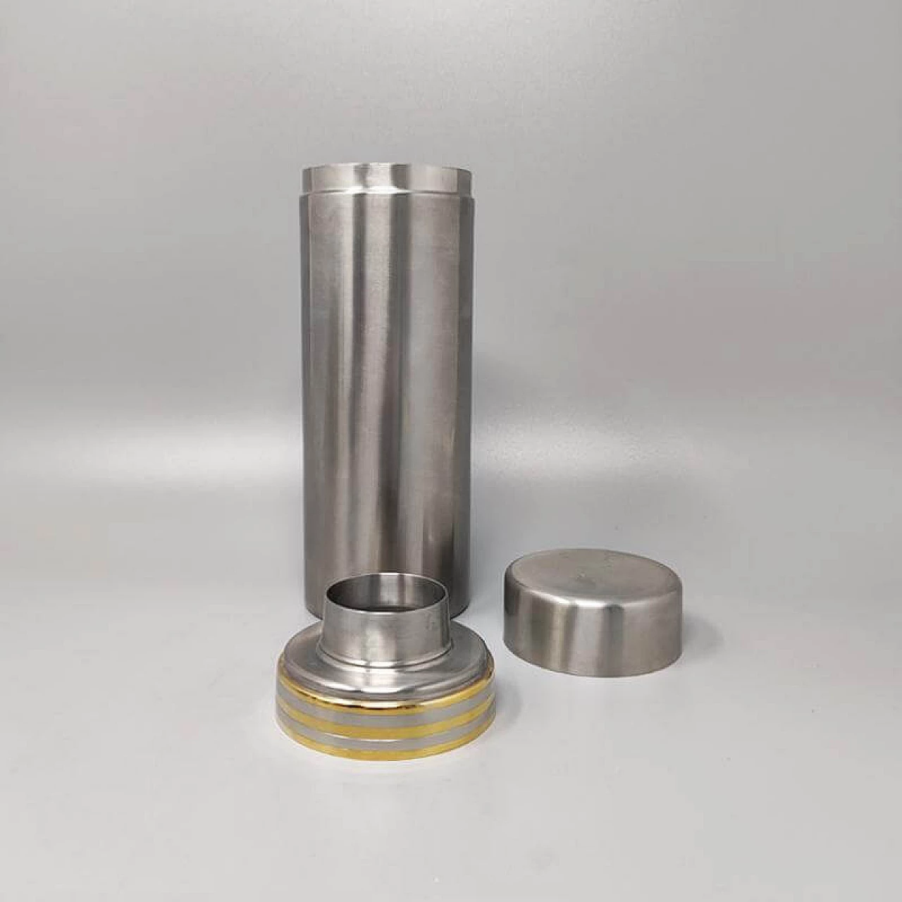 24K Gold and stainless steel cocktail shaker with ice bucket by Piazza, 1970s 1349073