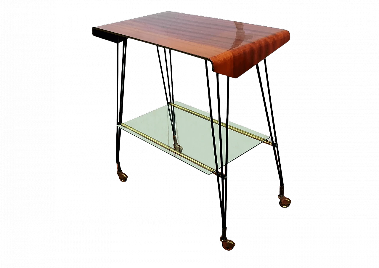 Trolley with teak and glass tops in Dassi style, 1950s 1349117