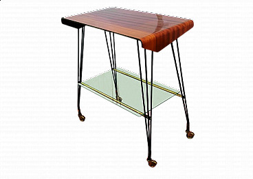 Trolley with teak and glass tops in Dassi style, 1950s