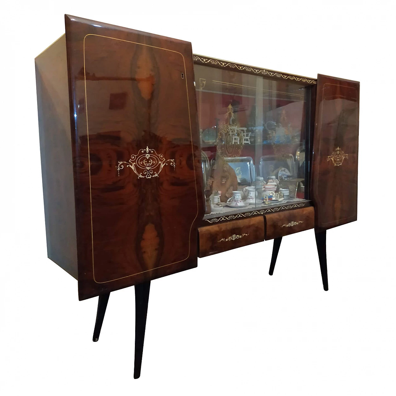 Room with 2 sideboards, 6 chairs and a table, 1950s 1349141