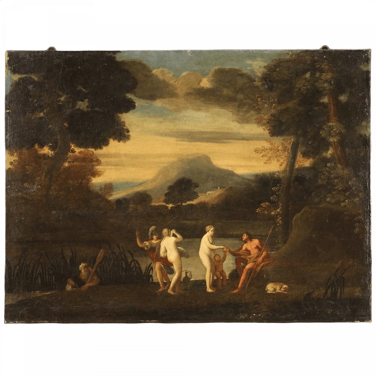 Dipinto raffigurante il giudizio di Paride, olio su tela, '600 1350326