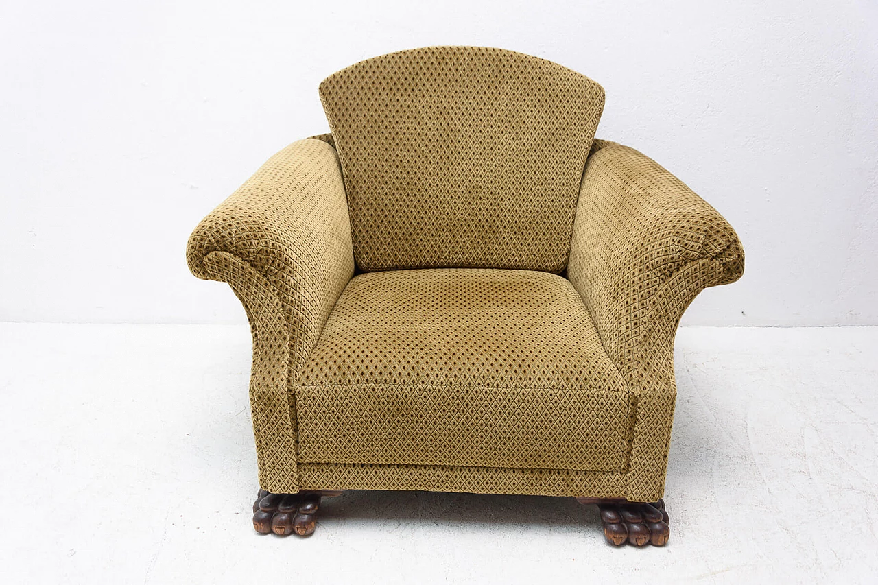 Pair of Art Deco armchairs with lion feet, 1930s 1352095