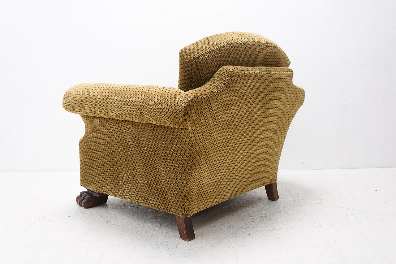 Coppia di poltrone Art Deco con piedi leonini, anni '30 1352103