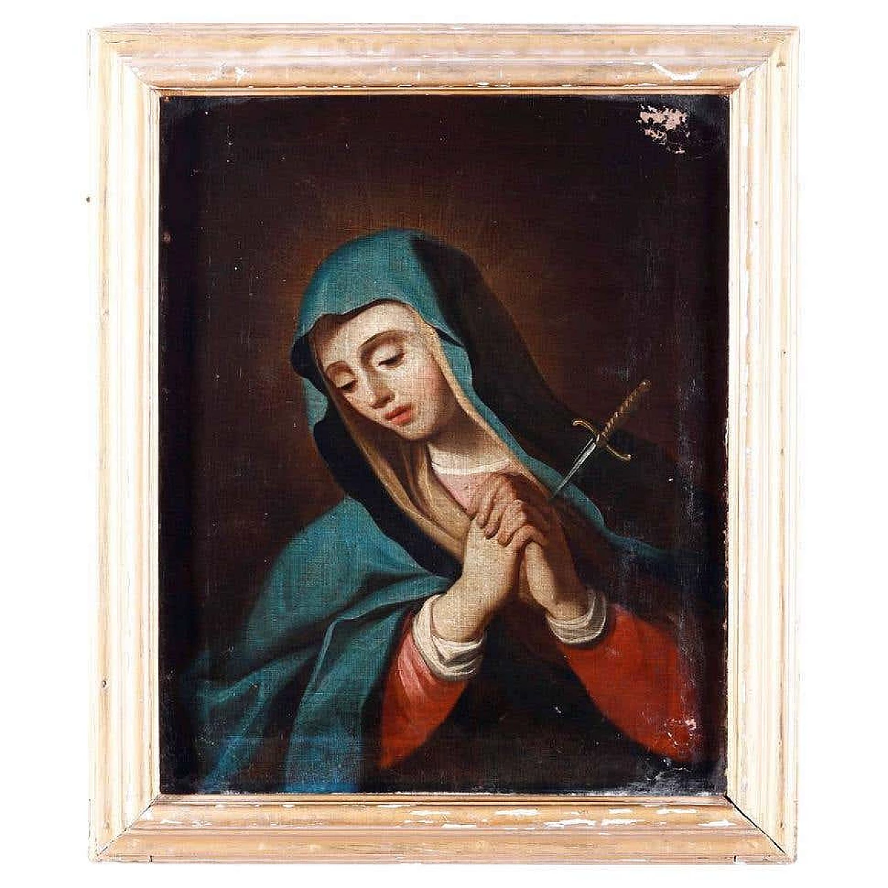 Madonna addolorata, dipinto italiano olio su tela, '700 1352269