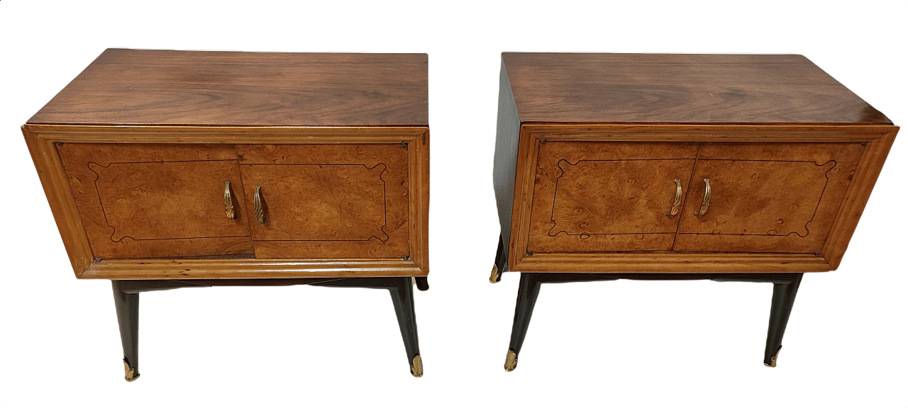 Myrtlewood and rosewood bedside tables by Ico Parisi, 1950s 1353946