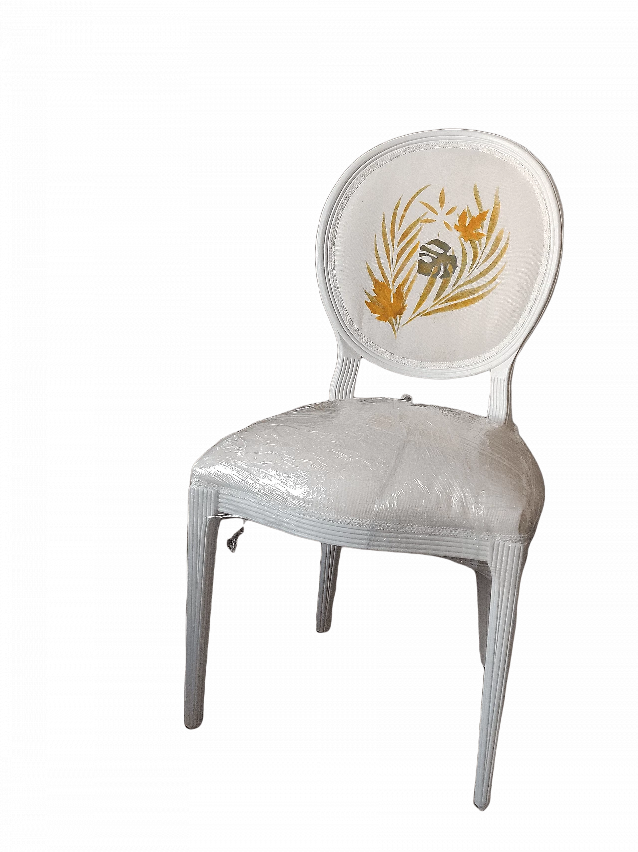 6 Hand-painted wooden and fabric chairs 1354005