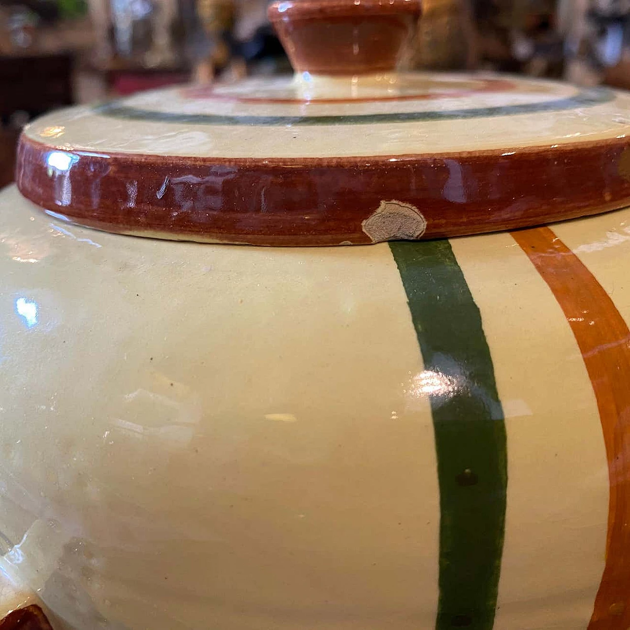 Biscottiera Art Deco in ceramica dipinta a mano di Ceramiche Faenza, anni '30 1354063