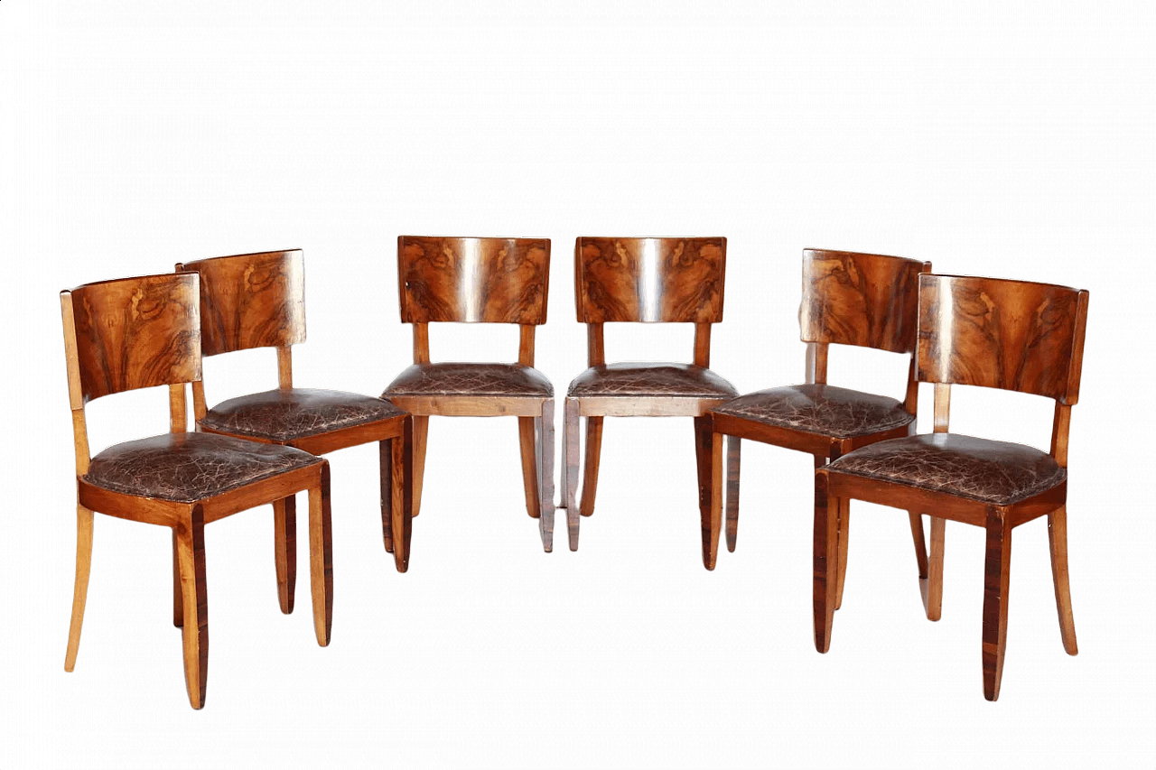 6 French Art Deco dining chairs, 1930s 1354107