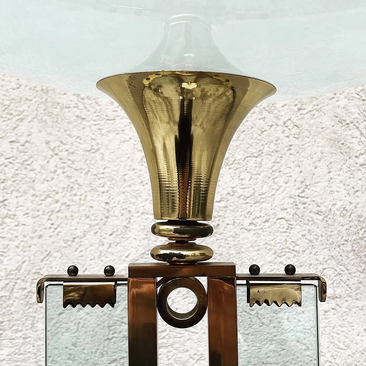 Floor lamp in the style of Fontana Arte in brass and glass, 60s 1354115