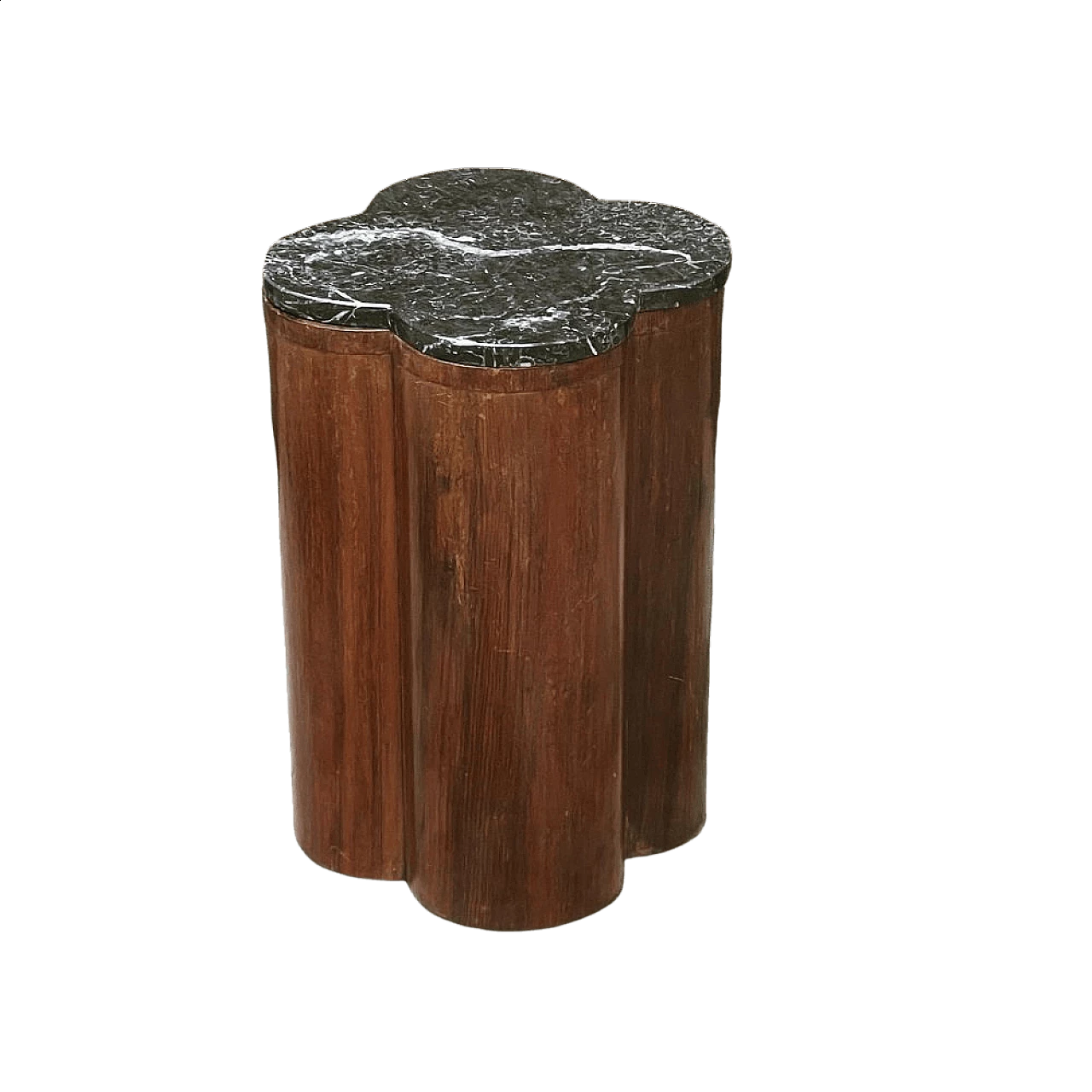 Tavolino a quadrifoglio in noce con piano in marmo, anni '40 1354199