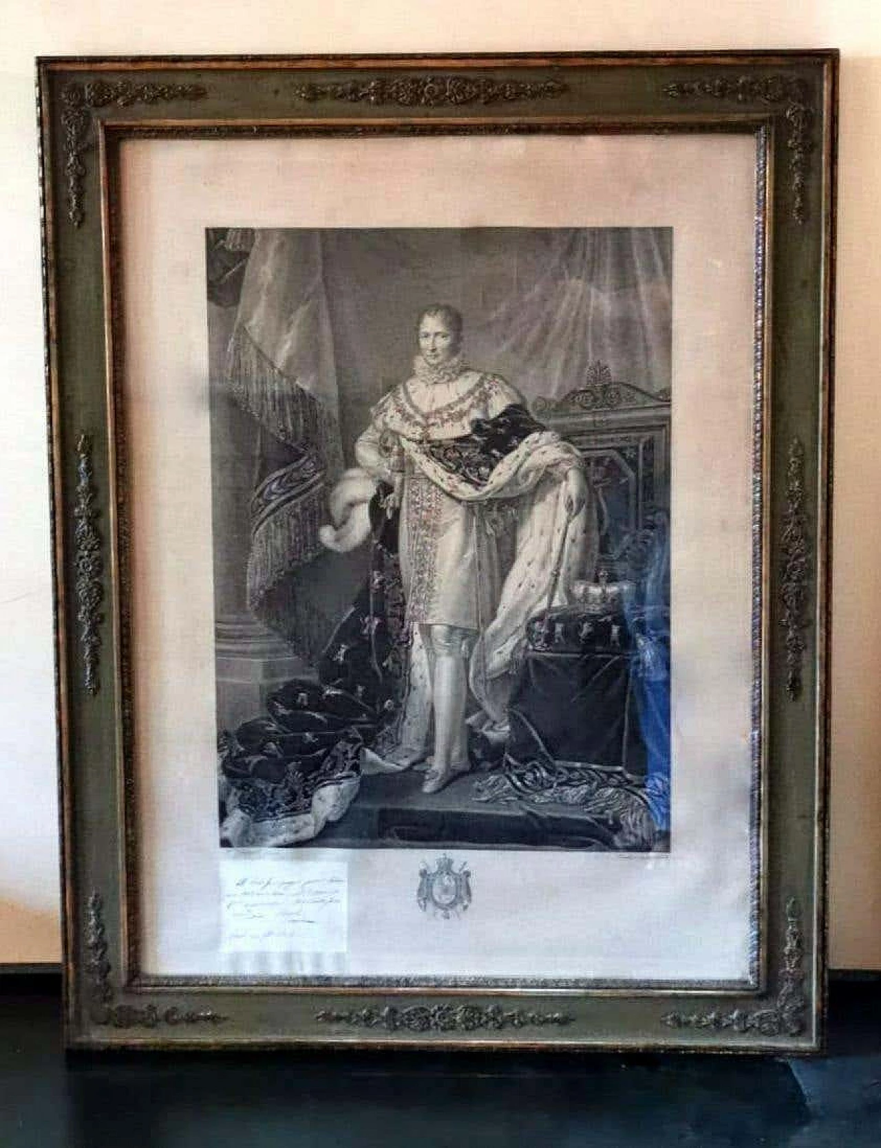 Etching of a portrait of Joseph Napoleon with autograph and gold frame by Pradier, 1813 1354202