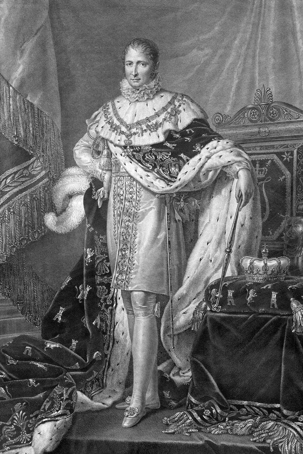 Etching of a portrait of Joseph Napoleon with autograph and gold frame by Pradier, 1813 1354210