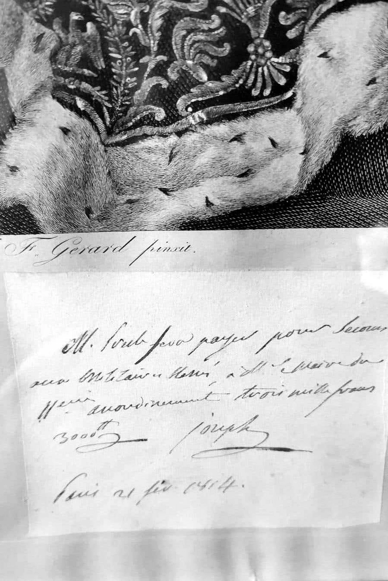 Acquaforte di un ritratto di Giuseppe Napoleone con autografo e cornice in oro di Pradier, 1813 1354216