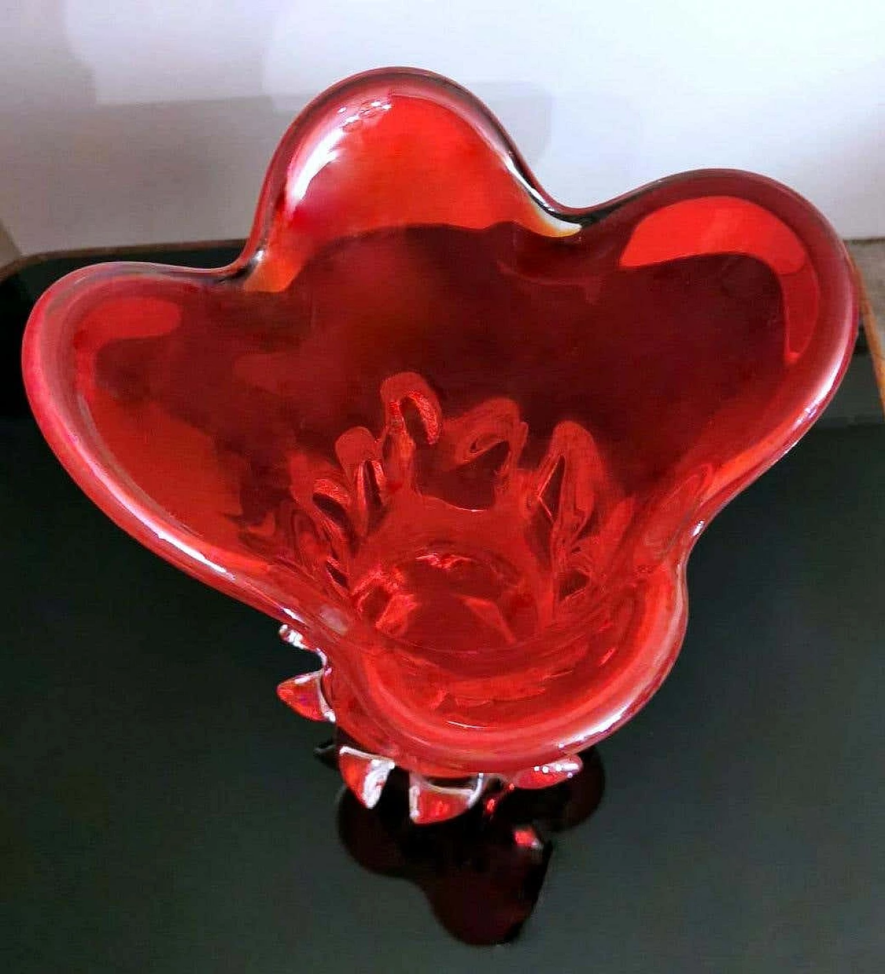 Vaso Spike in vetro di Murano rosso rubino soffiato a mano, anni '60 1355210
