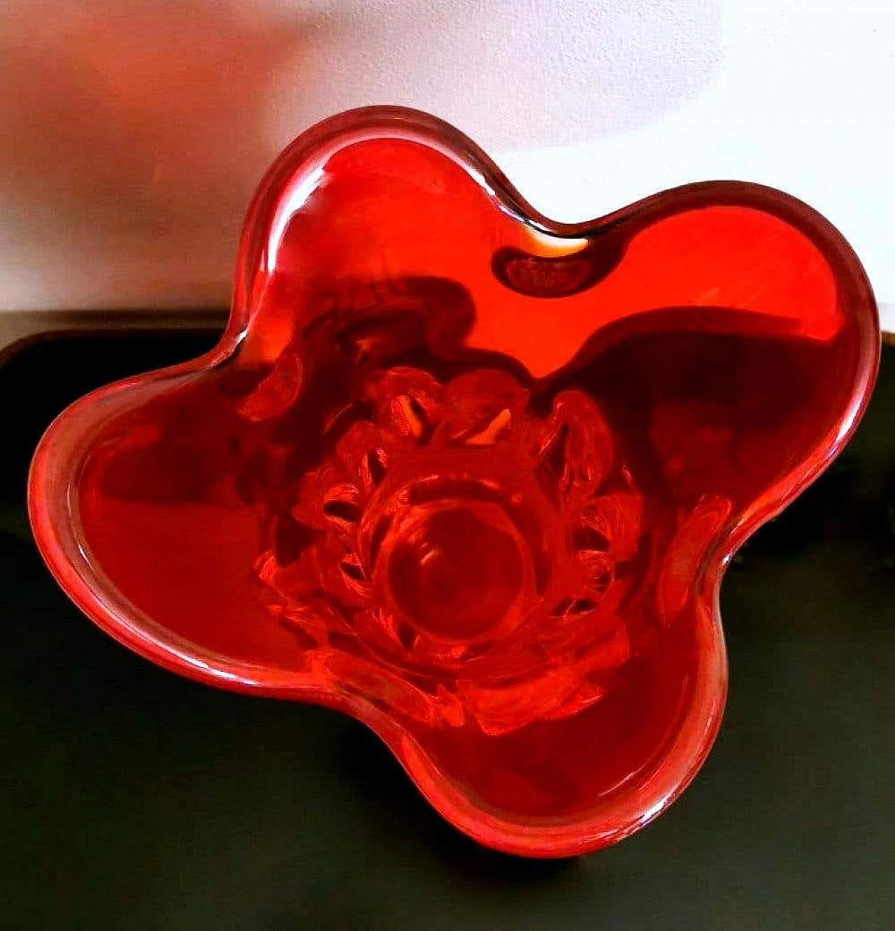 Vaso Spike in vetro di Murano rosso rubino soffiato a mano, anni '60 1355212