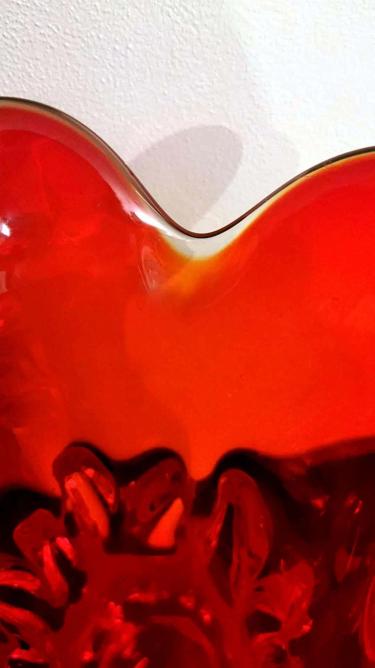 Vaso Spike in vetro di Murano rosso rubino soffiato a mano, anni '60 1355214