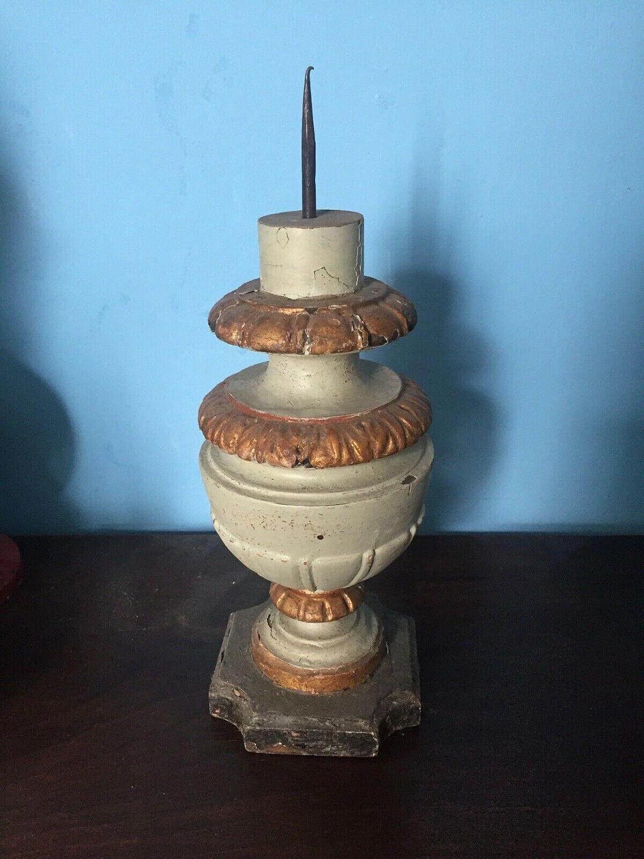 Candelabro in legno verde e oro, anni '40 1355303