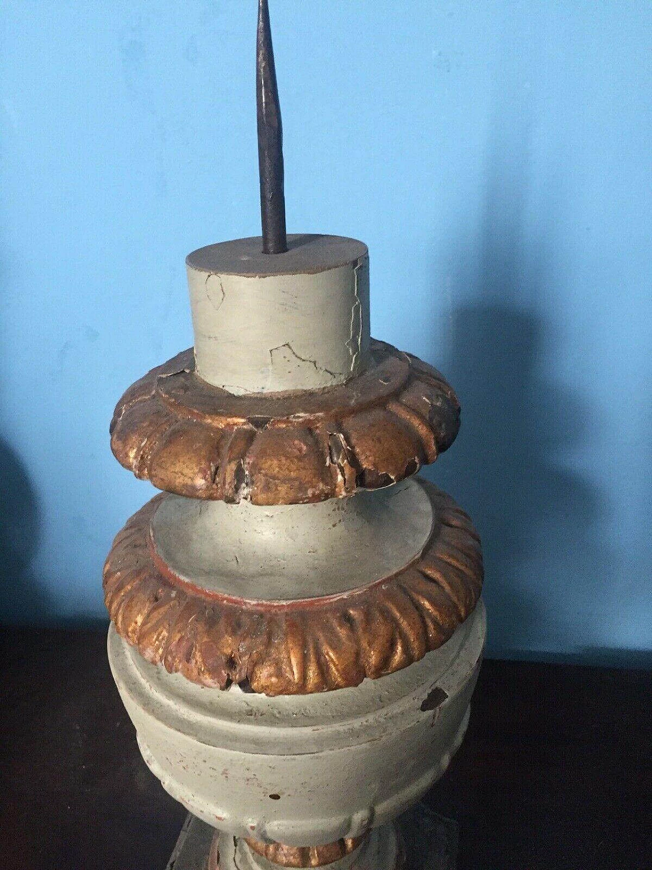 Candelabro in legno verde e oro, anni '40 1355304