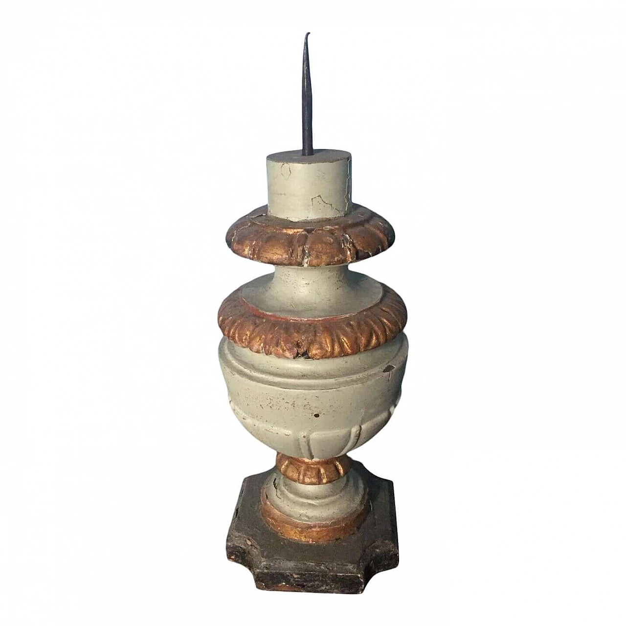 Candelabro in legno verde e oro, anni '40 1355307