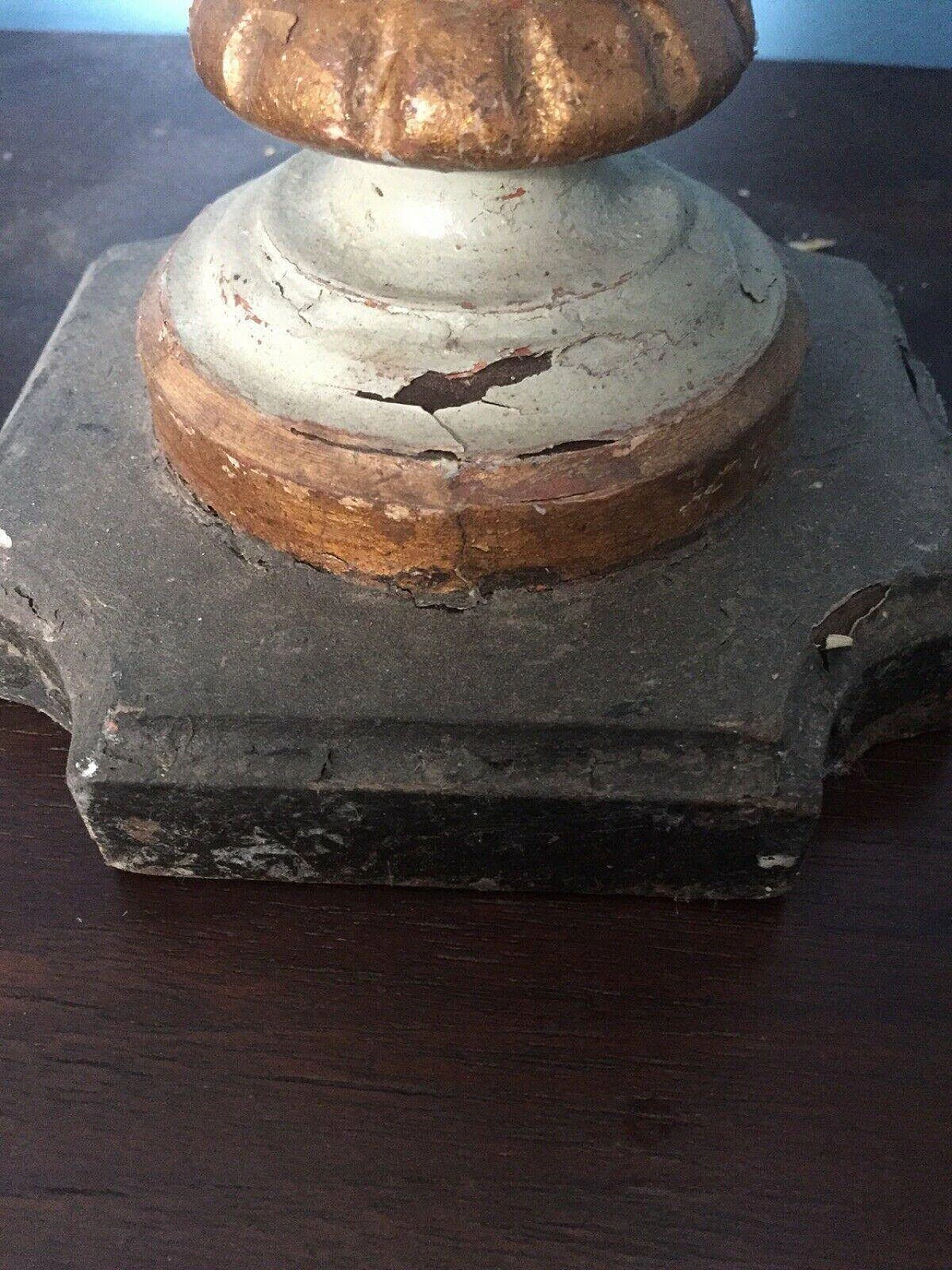 Candelabro in legno verde e oro, anni '40 1355308