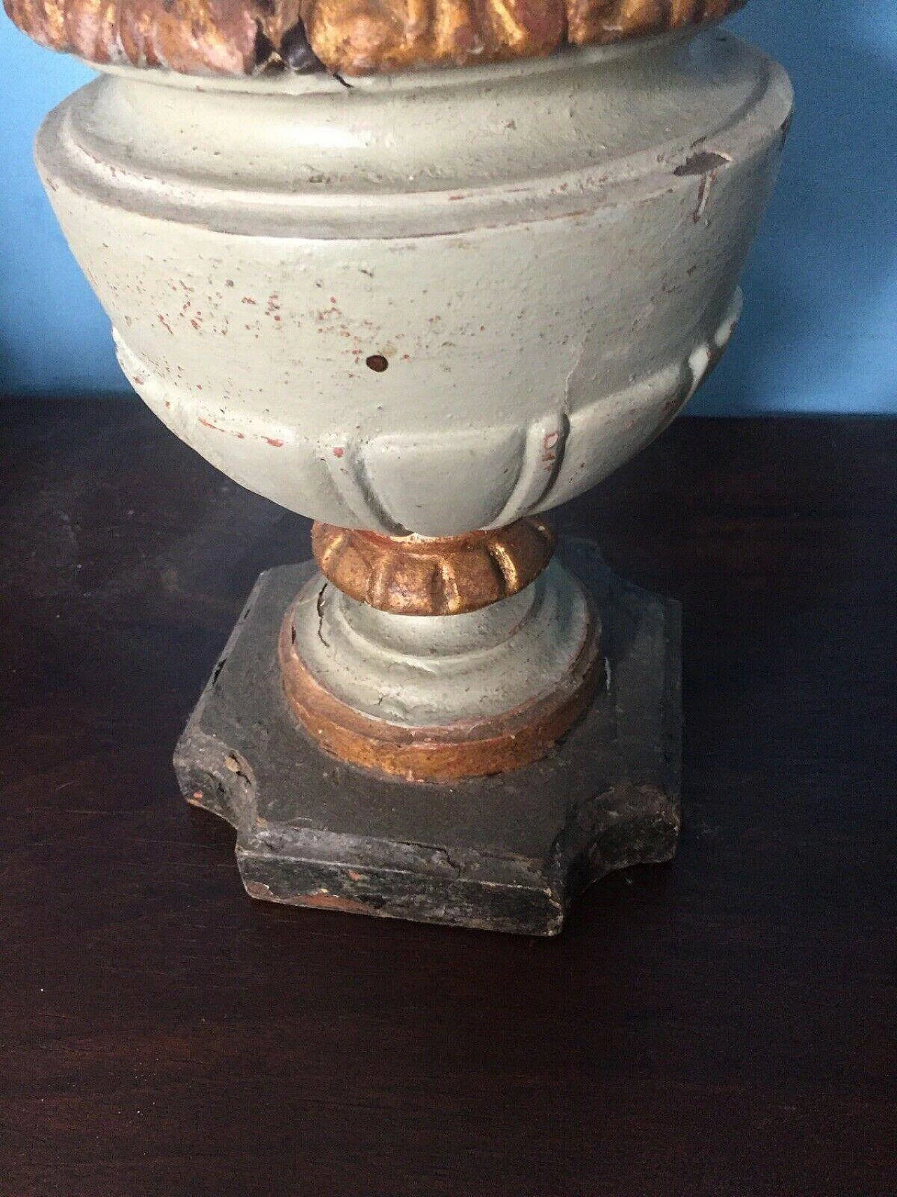 Candelabro in legno verde e oro, anni '40 1355309