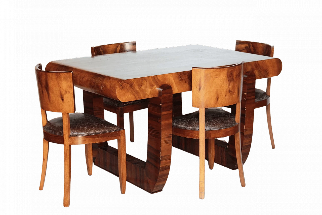 Art Deco dining table and 6 chairs, 1930s 1355442