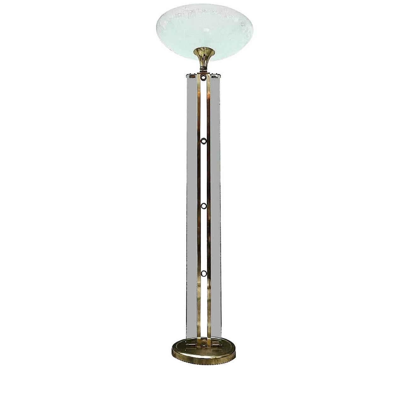 Floor lamp in the style of Fontana Arte in brass and glass, 60s 1355477