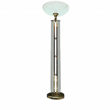Floor lamp in the style of Fontana Arte in brass and glass, 60s