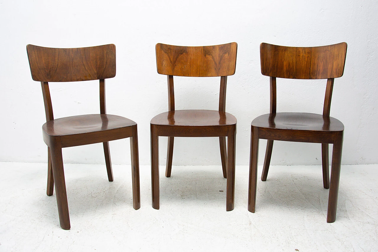 3 Ton walnut chairs, 1950s 1355480