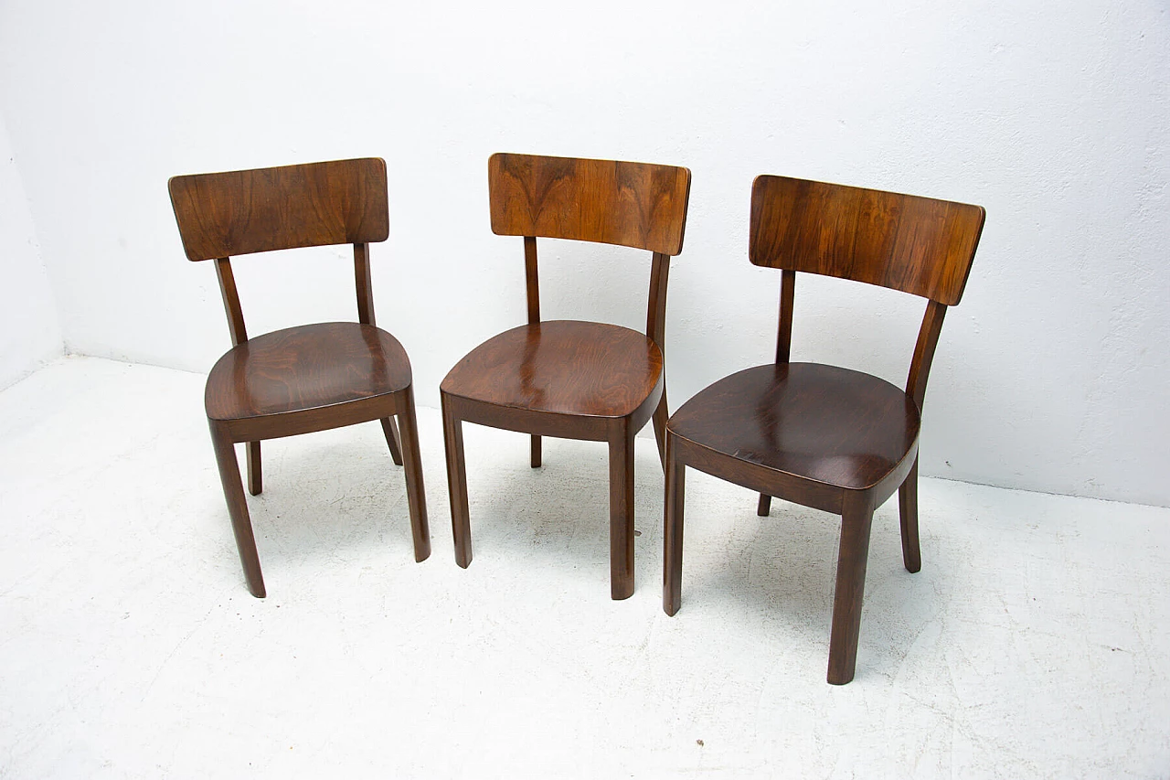 3 Ton walnut chairs, 1950s 1355482