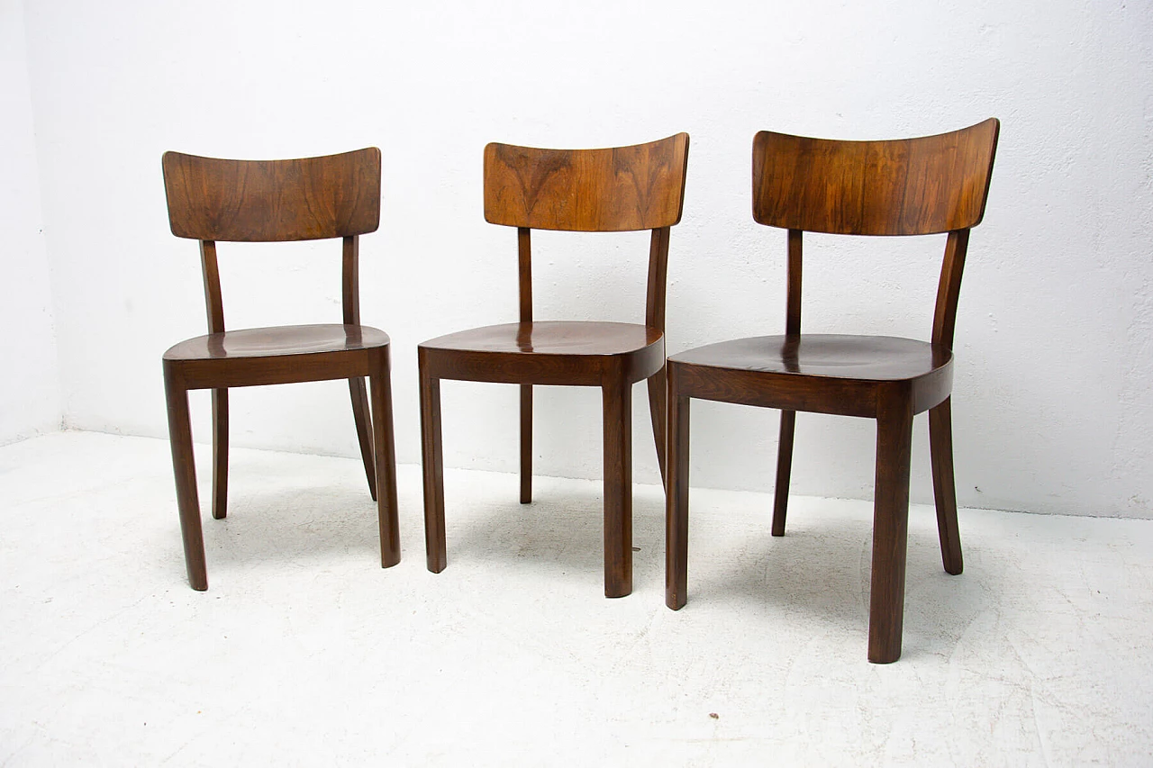 3 Ton walnut chairs, 1950s 1355483