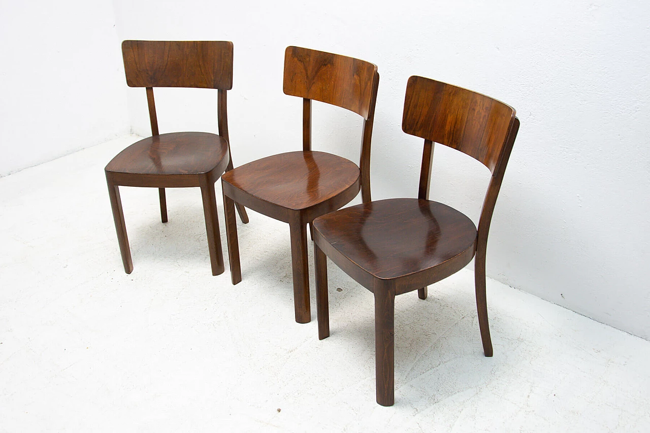 3 Ton walnut chairs, 1950s 1355484