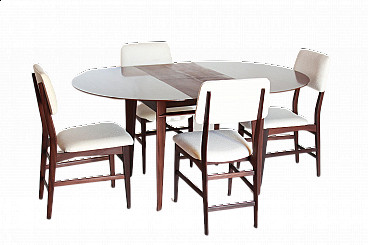 Tavolo e 4 sedie da pranzo in teak di Edmondo Palutari per Vittorio Dassi, anni '50