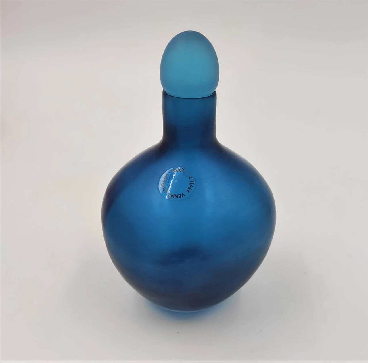 Blue glass bottle Velati series by Venini, 1992 1355521