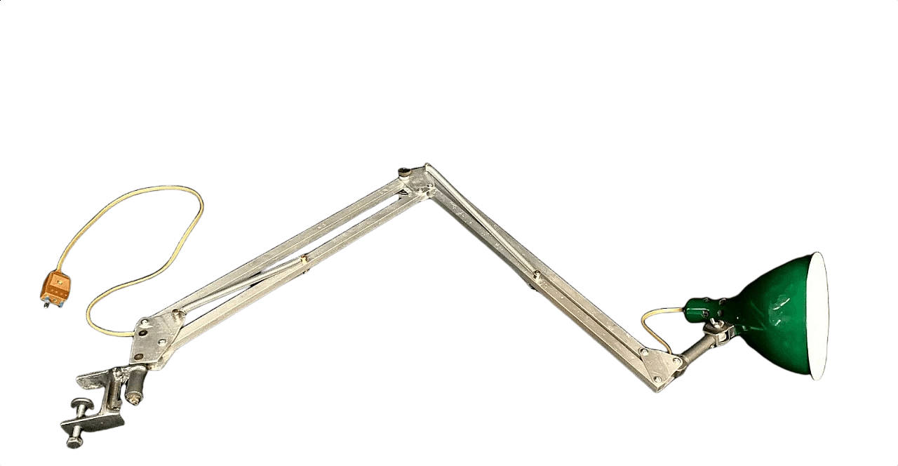Lampada da tavolo estensibile con morsetto in metallo, anni '50 1355581
