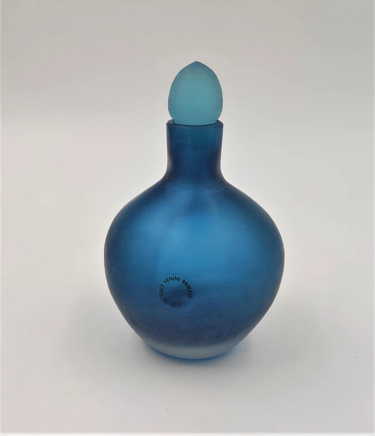 Blue glass bottle Velati series by Venini, 1993 1355681