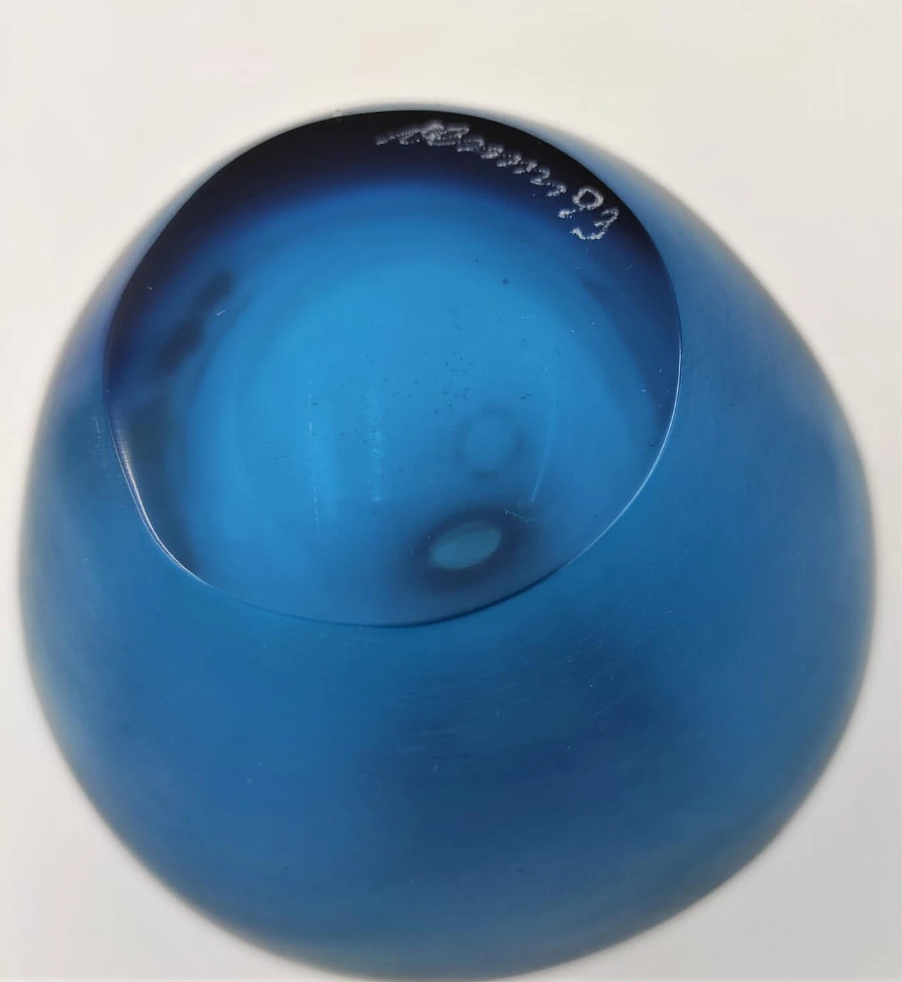 Blue glass bottle Velati series by Venini, 1993 1355682