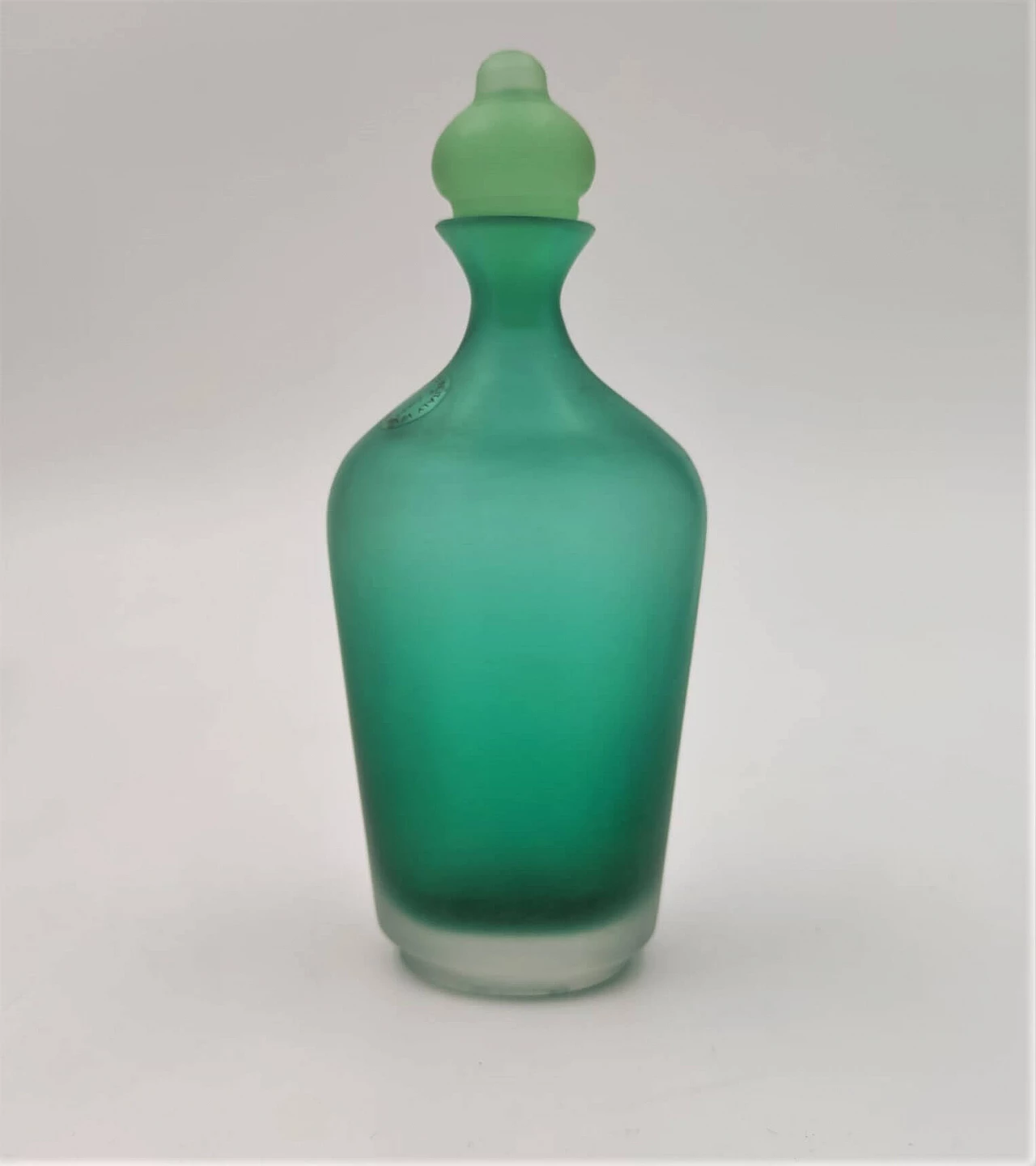 Green glass bottle Velati series by Venini, 1993 1355684